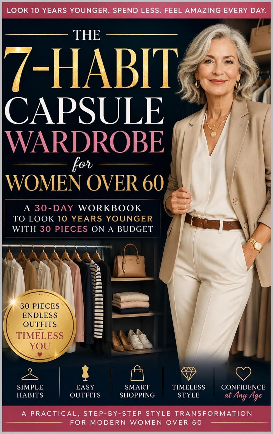 The 7-Habit Capsule Wardrobe for Women Over 60: A 30-Day Workbook to Look 10 Years Younger with 30 Pieces on a Budget (The Effortless Style Series 2)